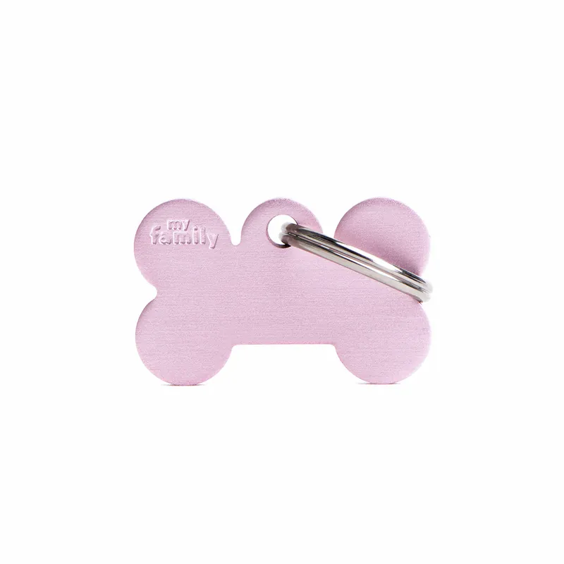 Knallerangebot MY FAMILY Classic Small Bone Aluminum Tag pink Hundemarke